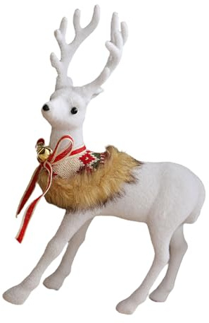 XAGMODSHN Realistic White Reindeer Figure Distinctive White Reindeer Figure Ornament For Home Or Office Christmas Decoration Reindeer Display