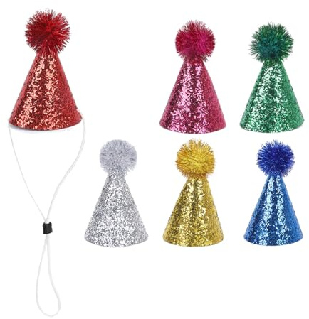 Glitzernder Partyhut für Haustiere, mit verstellbarem Seil, bequem, Festival für Hunde, Katzen, Festivals, Anlässe, Fotografie, Kopfbedeckung, Haustier-Foto-Requisiten