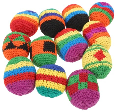Hohopeti Saquitos De Arena Tejidos a Mano para Niños, Mini Saquitos Coloridos De Lana, Tamaño Pequeño, Juguete Sensorial Infantil para Juegos Educativos y Actividades Aula, Set De 12 Unidades