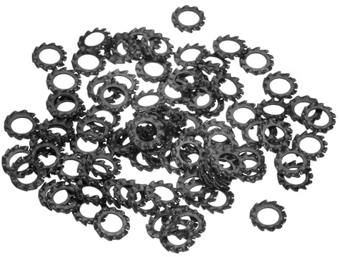 QUARKZMAN 100Pcs Arandelas De Bloqueo Con Dientes Externos M4 Negro | De Acero Al Carbono, Para Tornillos Equipos Mecánicos Y Sujetadores