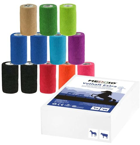 12 x Vethaft Extra selbsthaftende Bandage 10cm Haftbandage für Huf- und Klauenpfleger, Tierärzte