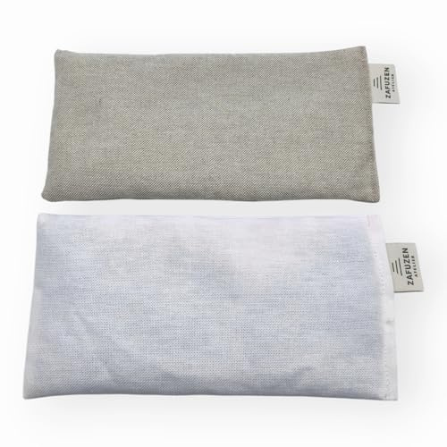 ZAFUZEN Pack 2 ögonkuddar med ljus – ögonkuddar med blommor av naturlig lavendel och ris, naturlig bomull, yoga och meditation, avkoppling och vila