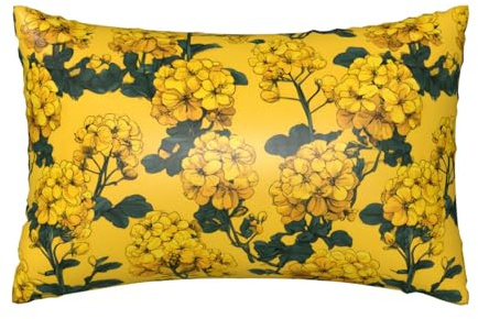Rapeseed Flowers Print Satin Pillowcase 20x30in Premium Hair Care, Wrinkle-Resistant