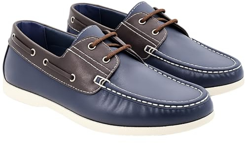 ShuCentre Mens Comfort Smart Dress Work Office Wedding Party Lace Up Casual Moccasin Boat Shoes