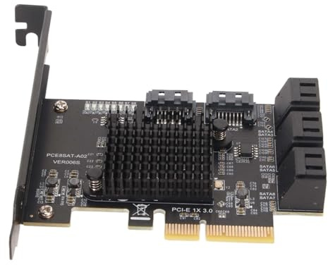 Generic Tarjeta de Expansión de Controlador de 8 Puertos de Alto Rendimiento, Tarjeta PCI Express con Monitoreo LED para NAS, Plug and Play Fácil de Expandir de 8 Puertos para Disco de Arranque