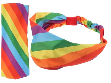 CATIEBYE 2 Stück Regenbogen Schweißband aus Gewebe rutschfeste und Feuchtigkeitsableitende Sport Stirnbänder für Damen und Herren für Pride Parade und Party