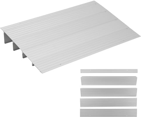 4 Rise Aluminum Door Threshold Ramp, 700 Lbs Capacity Heavy Duty Entry Ramp for Wheelchairs, Scooters, Power Chairs, Adjustable Threshold Ramp for Doorways