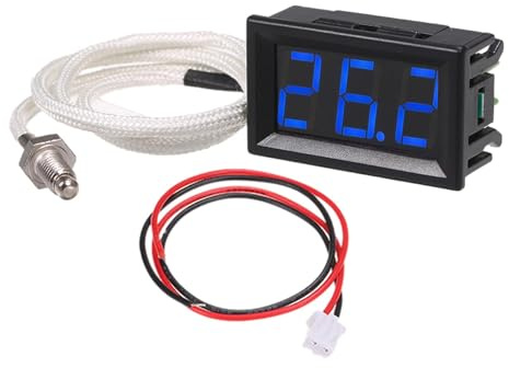 Jugutyeg 12V Digitalthermometer 30 Leichtes, Hochpräzises Industriethermometer Vielseitig Einsetzbar für Büro Und, Blau