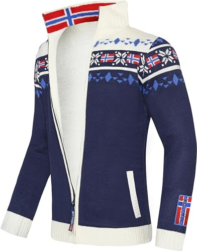 Nebulus Herren Strick-Jacke Canadian, warme Strick-Jacke mit Stehkragen, Pullover mit Reißverschluss im Norweger Look