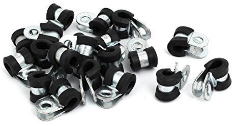 sourcing map 20stk 6mm Dmr Gummi gefütterte R Form verzinkte Rohr Schlauchklemme Kabelklemme DE de