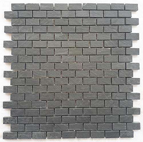 Bodenfliesen Schiefer Schwarz Mosaik Fliesen Anthrazit 30x30 cm matt Naturstein M018