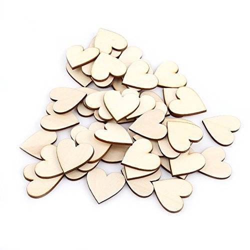 Holzherzen, Leere Naturholzscheiben Streudeko Herzen für DIY Hochzeit Dekoration(30mm 50pcs)