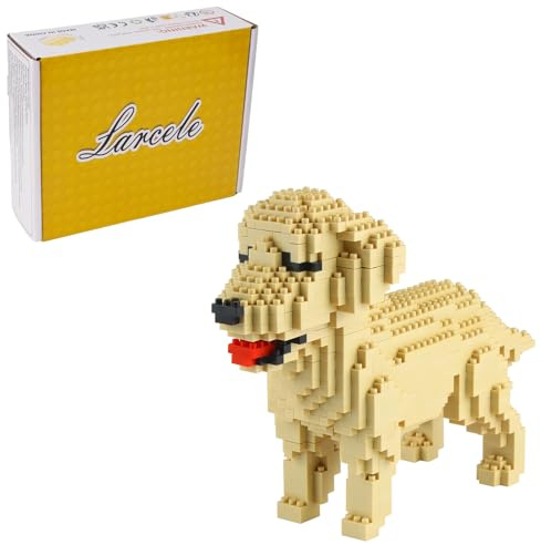 Larcele Mikro Golden Retriever Hund Bausteine Spielzeug Sate für Jugendliche und Erwachsene, 950 Stücke KLJM-02