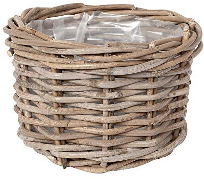 LEBENSwohnART Pflanzkorb Verona-Rund ca. D20cm Rattan Blumenkasten Blumenkorb Übertopf Korb
