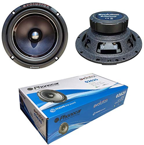 2 PHONOCAR 02625 altoparlanti medio basso woofer 16,50 cm 165 mm 6,5 140 watt rms 280 watt max impedenza 4 ohm 92 db spl porte auto nero, a coppia