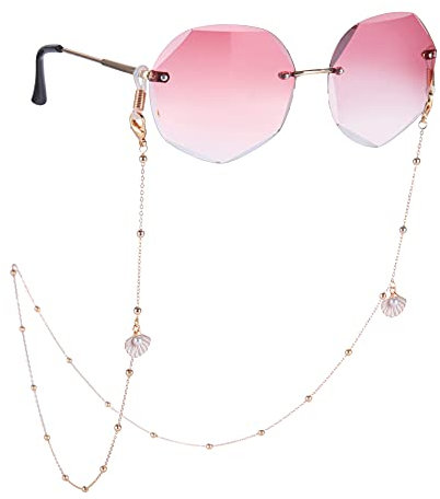 LIKGREAT Brillenkette für Damen, Gesichtsmaske, Gliederkette, Sonnenbrillenriemenhalter, KC, vergoldet, Kunstperlen, 42