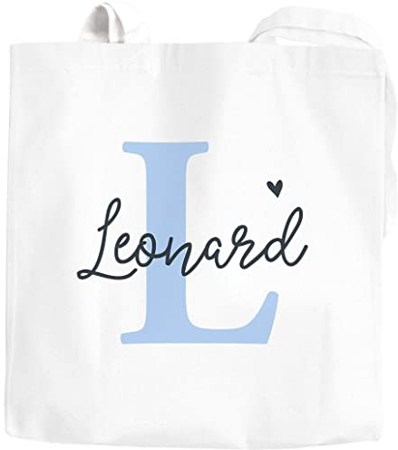 SpecialMe® Jutebeutel mit Name Buchstabe Monogramm Initiale personalisierte Geschenke Mädchen Jungen Jungen weiß 2 lange Henkel