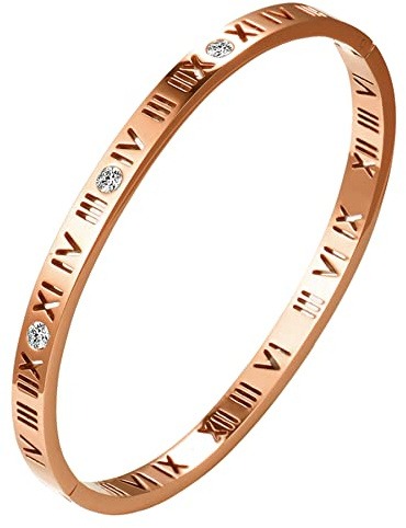 JewelryWe Schmuck Damen Armreif Edelstahl Zirkonia einfache Stil Liebe Armband 6mm breit mit Schließe Armspange Gravur