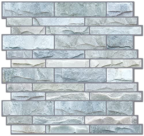 STICKGOO 10-Sheet Peel and Stick Backsplash, 12”X12” Self Adhesive Wall Tiles, Stick on Backsplash for Kitchen & Bathroom (Cultured Stone Look, Thicker Design)