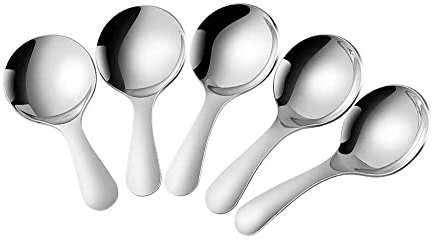 5 Pcs Short Handle Spoons Stainless Steel Dessert Spoon Table Spoon Mirror Polishing Cutlery, Dishwasher Safe