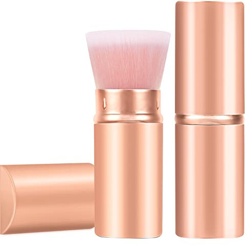 Falliny einziehbarer Make-up-Pinsel, tragbarer flüssiger Foundation-Pinsel, Kabuki-Make-up-Pinsel mit Abdeckung, perfekt zum Mischen von Flüssigkeiten, Creme oder makellosen Puderkosmetik