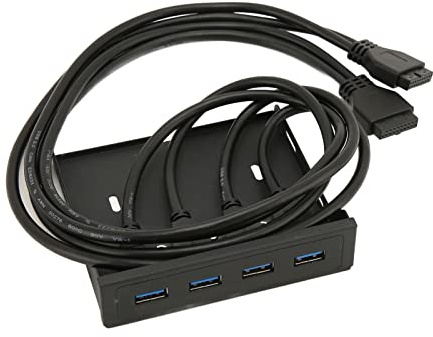Bewinner Front Panel USB 3.0 Hub 4 Ports, 3,5 Zoll Diskettenschacht USB 3.0 Hub, 5 Gbps USB 3.0 High Speed ​​PC Front Panel USB Hub für Computergehäuse, Dual 19Pin Kabel