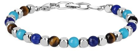 GAVU Mehrfarbiges Kristall Armband Perlen Armband aus Lapislazuli Türkis Tigerauge und Edelstahlperlen