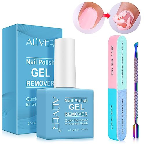 Gel Nail Polish Remover(15ml), Gel Polish Remover, Quick & Easy Polish Remover in 2-5 Minutes, Remove Gel Nail Polish with Cuticle Pusher and Nail Polish Scraper