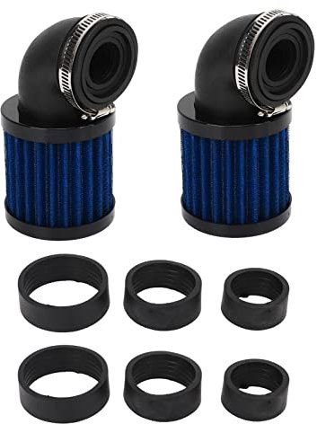Motorrad Luftfilter 90 Grad Winkel Luft Ansaug Filter Reiniger 28 Bis 48mm Universal für Moped Roller ATV Dirt Bike Entlüften (Schwarz Blau)