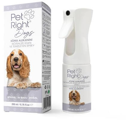 Pet Right Hundeallergen Neutralisierungsspray für den Menschen, Frei von Duftstoffen, Sicher auf Textilien, Reiniger für Mehrere Oberflächen und Linderung von Allergien, Vielseitig Einsetzbar, 200 ml