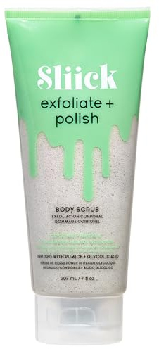 Sliick Exfoliate & Polish Body Scrub - Scrub Corpo alla Pietra Pomice con Acido Glicolico. Esfolia e Leviga la Pelle. Ideale Pre e Post Depilazione e Ceretta. Profumo Fresco.