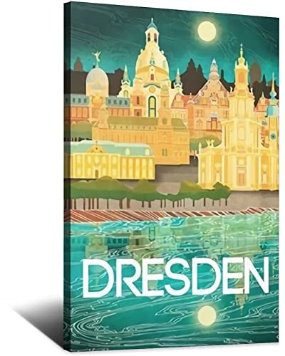 Dresden Allemagne Vintage-Reise-Poster, 60 x 90 cm, Leinwanddruck für Wohnzimmer, Schlafzimmer, Wohnheim, Zuhause, Büro, Wanddekoration