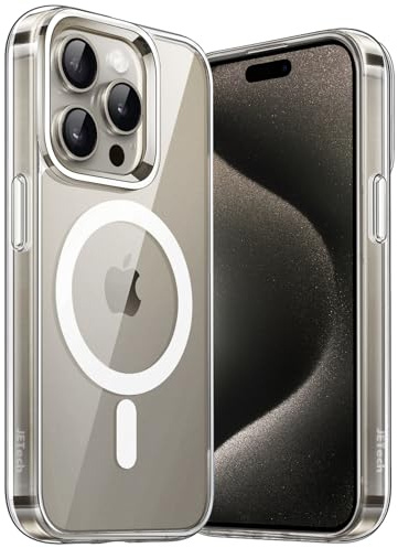 JETech Magnetische Hülle für iPhone 15 Pro, Durchsichtig | Kompatibel mit MagSafe, Stoßfeste Handyhülle, Kratzfest, Transparente Rückseite