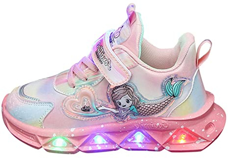 Basket Enfant Fille Montante Scratch LED Lumineuse Basket Garçon Sport Running Pas Cher Mode Mesh Automne Chaussure Adolescent Hiver Sneakers Fille Caoutchouc Printemps (34 EU, Rose)