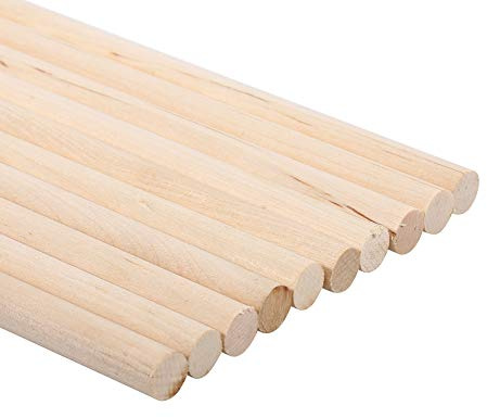 SEAFRONT 10 Stück Runde Holzstäbe 30 cm Lang Holzdübelstäbe Hartholzstäbe für Kunsthandwerksprojekte (10MM * 30CM)