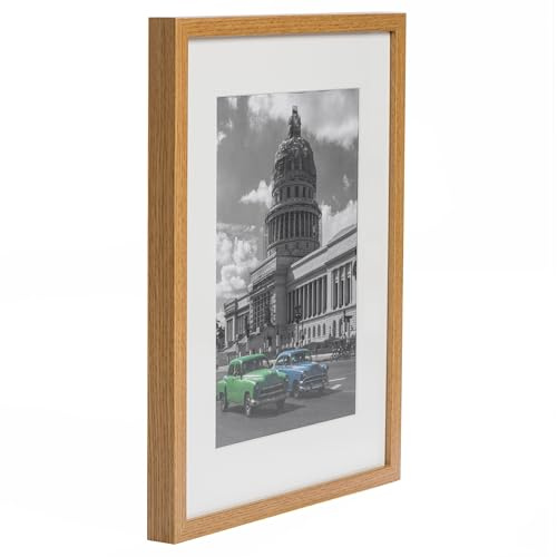 BD ART 29,7 x 42 cm (A3) Bilderrahmen mit Passepartout 21x30 cm (A4) Eiche