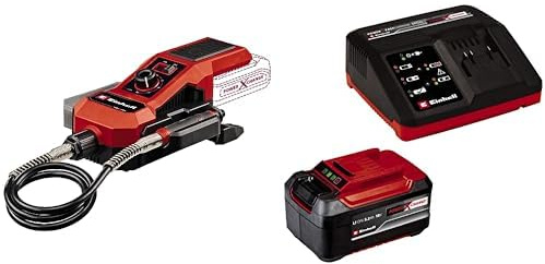 Einhell Herramienta rectificadora/grabadora con batería TE-MT 18/34 Li Solo Power X-Change (18 V, eje de 92 cm con pasador de grabado, incl. set de accesorios de 55 piezas,)+ Starter Kit5,2Ah