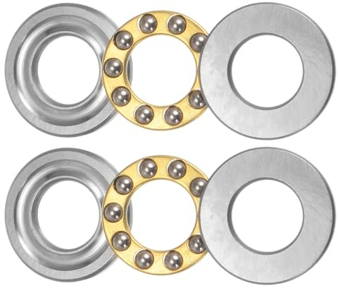 QUARKZMAN 2 Stück Kugellager F10-20M Axiallager 10mm x 20mm x 5.5mm Messing mit Unterlegscheiben ABEC1
