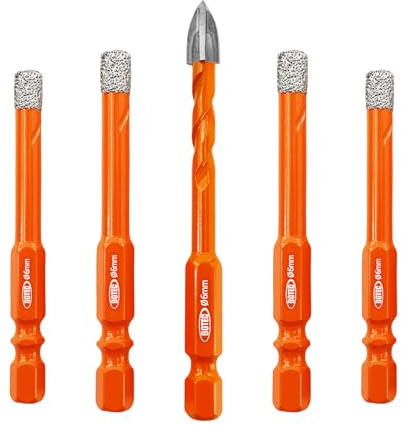 BGTEC Dry Diamond Drill Bits - 8mm*4 Tile Drill Bits Set & 1pc 8mm Tungsten Carbide Tip Drill Bit with Quick Change Hex Shank for Granite Marble Porcelain Tile Ceramic
