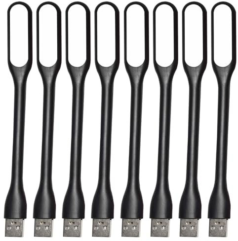 EBYPHAN 8 luces mini USB para teclado, luz USB flexible para laptop, lámpara USB ajustable para computadora portátil (estructura de cuello de cisne, fuente de iluminación LED) (negro)
