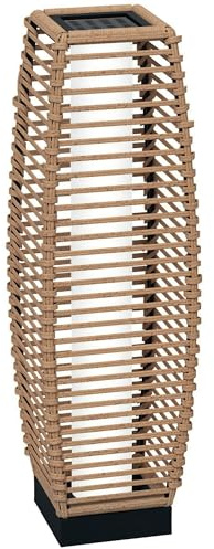 Outsunny Solar Floor Lamp, Outdoor Rattan Garden Lantern Pathway Light & Decorative Driveway Lighting with Auto On/Off LED Lights for Porch, Yard, Lawn, Courtyard, Deck, Sand