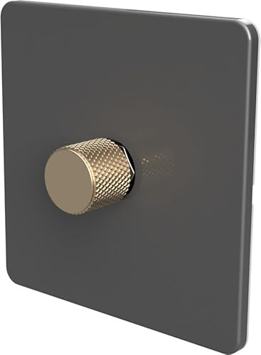SAMOTECH WIFI Smart DIMMER UK No neutral wire required, compatible with Alexa, Google, Tuya, Smart Life - Grey/Antique Brass 1-Gang