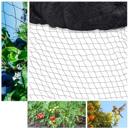 alouweekuky 7.5m X 15m Filet Anti Oiseaux,Filet Voliere Noir, Filet Poulailler aux UV pour Protéger Potagers Fruits et Rack de Raisin Contre Dommages(Mailles De 5 X 5 cm de Grands) (7.5 × 15m)