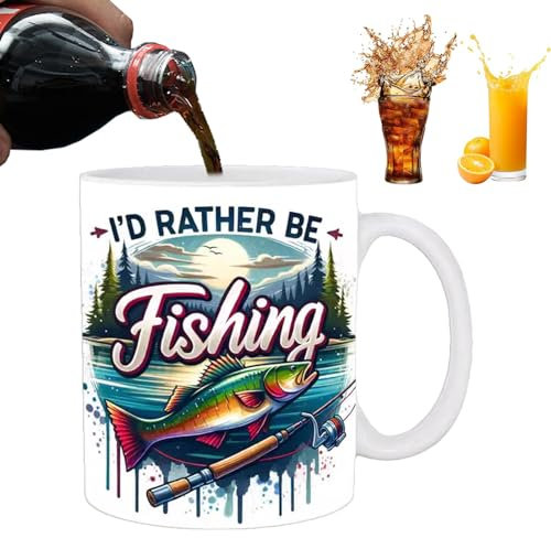 Fishing Mug, I prefer to be a Fishing Mug, Large Ceramic Peach Tea Mug, Ceramic Funny Fishing Mug, Reusable Ceramic Tea Cup for Whiskey, Juice, Beer, Water