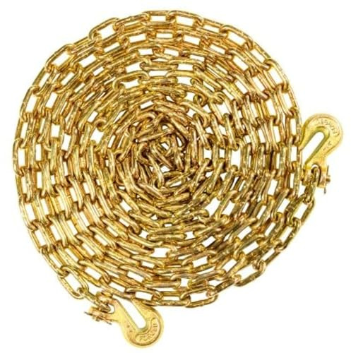BulletProof Hitches - 1/4 x 20' Transport Chains - 1/4 Inch Chain Rated to 12,600 lbs with a Working Load Limit of 3,150 lbs - Grade 70, DOT Compliant - Gold Chromate, Corrosion Resistant