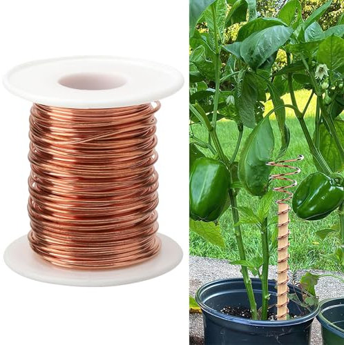 TNSLAND Fil de Cuivre pour L'électroculture Jardinage, 20m Fil de Cuivre de Jardinage pour électroculture Pur, 16 Gauge Fil Cuivre Nu Copper Wire pour le Jardin, les Plantes et la Culture des Légumes
