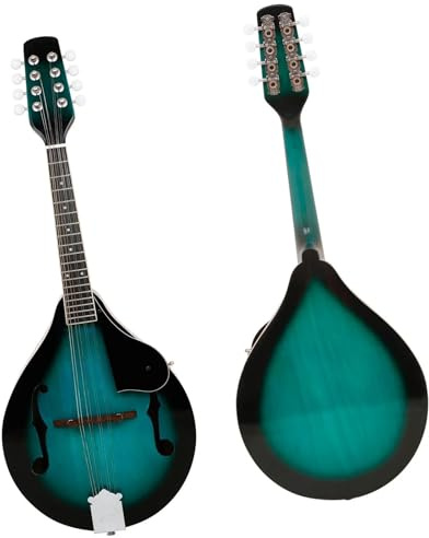 Mandolinen-Instrumentensatz Mandoline 8-saitige Gitarre A-Stil Elektrische Mandoline Saiten Mit Tasche Saiten Capodaster Gurt Plektrum Gitarrenzubehör(Blue)