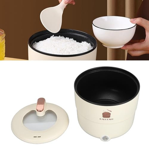 Olla Arrocera Eléctrica, Multifuncional de 1,8 L, Doble Capa, Antiescaldaduras, Antiadherente, Olla de Cocción Eléctrica para Fideos, Sopa, Guisado (Enchufe europeo)