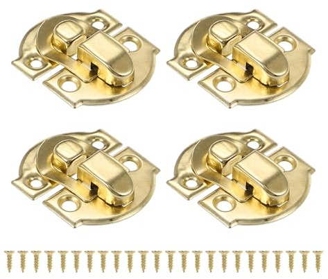 PATIKIL Small Metal Box Toggle Latch, 4 Pack Vintage Hasp Latch Lock Buckle Hardware with Mounting Screw for Wood Jewelry Cabinet Toolbox Ordinary Box, Gold