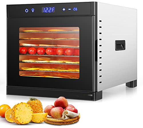 Déshydrateur Automatique, Déshydrateur Électrique Professionnel À 8 Plateaux en Acier Inoxydable, Déshydrateurs pour Aliments Et Viande Séchée, Viande, Fruits, Légumes, Herbes